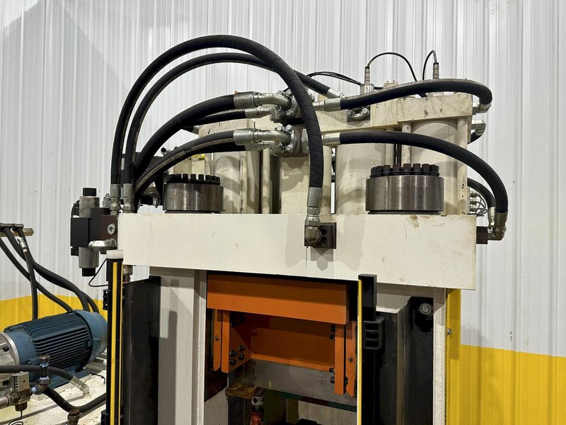 200 TON AMD 4-POST TIE-ROD FRAME HEAVY DUTY HYDRAULIC PRESS &amp; MULTI-PRESSURE HYDRAULIC UNIT: STOCK #19452
