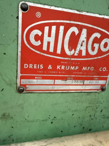 90 TON CHICAGO DREIS &amp; KRUMP MODEL #68-L MECHANICAL AIR CLUTCH PRESS BRAKE : YOBRO 26509