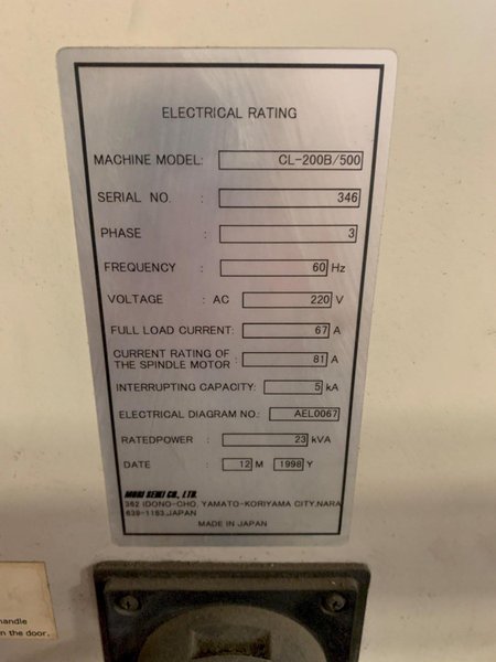 1998 MORI SEIKI CL-200B/500 CNC Lathe Stock #: 81089417