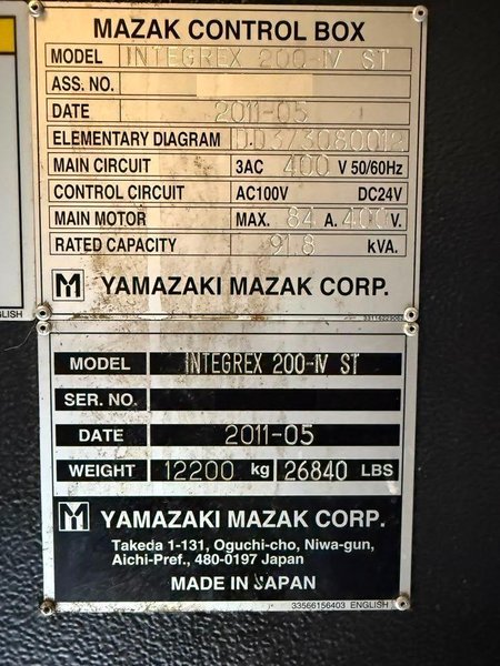 Mazak Integrex 200 IV ST Multi Axis CNC Lathe – Sub Spindle, Y Axis, Lower Turret