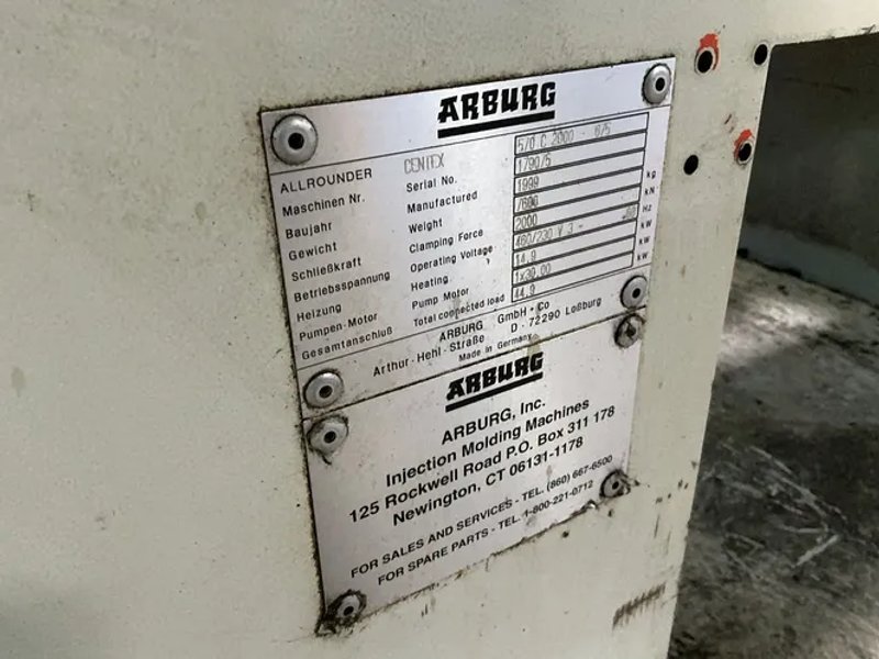 Arburg Inc  Injection Molder - 570 C 2000 - 675