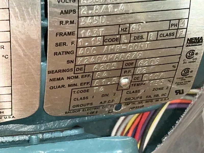 Baldor-reliance 1hp, 3450rpm Severe Duty Motor - 1211377365-20
