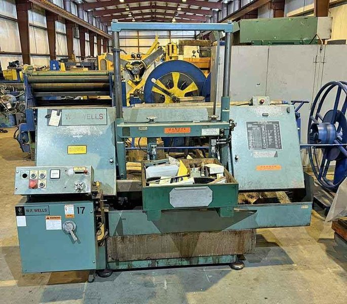 16" X 20" W.F. WELLS TWIN POST SEMIAUTOMATIC HORIZONTAL BAND SAW STOCK# 3422