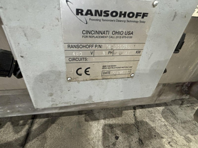 24" W X 11" H RANSOHOFF 3-STAGE STAINLESS STEEL PASS THROUGH BELT CONVEYOR PARTS WASHER, 2003, ELECTRIC HEAT: STOCK #22020