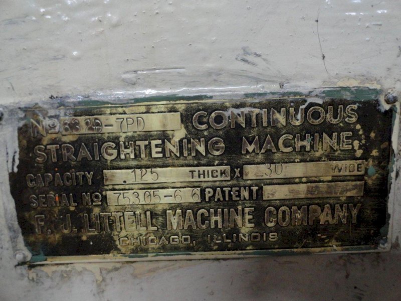 30" X .125" LITTELL MODEL #632D-7PD POWERED STRIP STRAIGHTENER WITH PEELER: STOCK 14128
