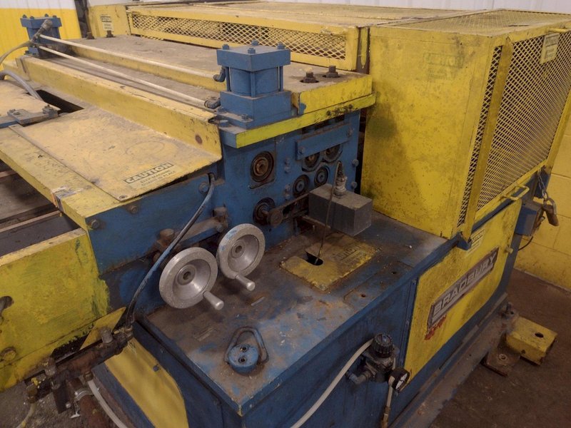 48" X 18 GA BRADBURY "BOSS-48" COIL STRAIGHTENER &amp; FYLING SHEAR STOCK #3190