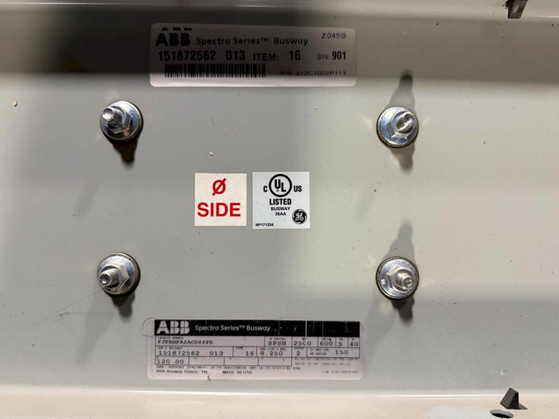 ABB 2500A Spectra Series 10′ Straight Length Copper Busway SPSH, 600V, 4G NEW