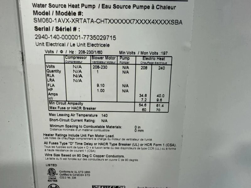 Bosch Water Source Heat Pump - Sm060-1avx-xrtata-chtx