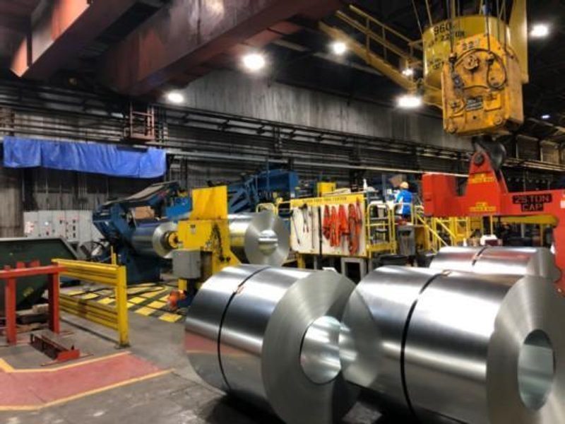 60" X .187" X 40,000# BRANER TURRET SLITTING LINE w/ 72" X 10K STAMCO PACKAGING LINE