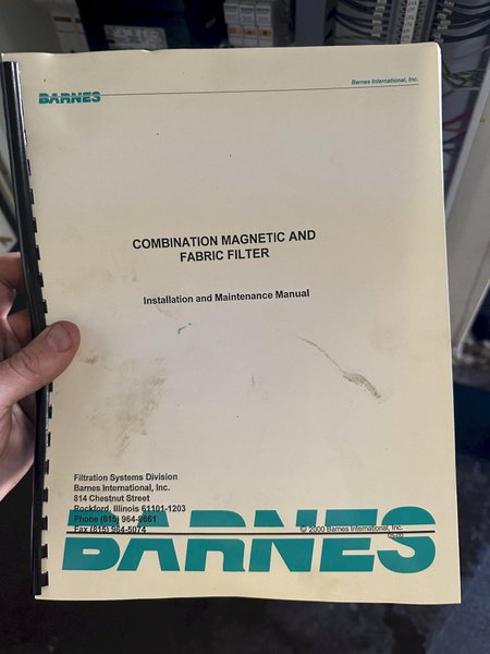40 GPM BARNES MODEL RMP-25 COMBINATION MAGNETIC SEPERATOR &amp; FABRIC COOLANT FILTERING SYSTEM: STOCK #22303