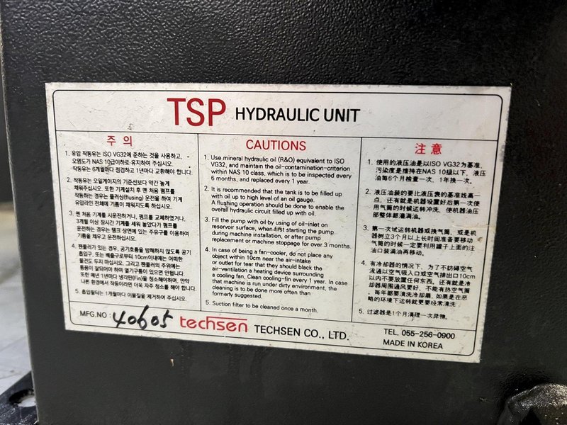Techsen TSP Used CNC Hydraulic Unit | 1.5kW Nachi Pump | SMEC Lathe