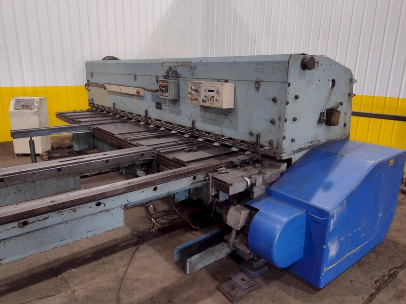 13' x 1/4" AMADA MODEL #M-4065 MECHANICAL POWER SQUARING SHEAR, FRONT GUAGING, CONVEYOR &amp; STACKER: STOCK #19272