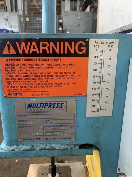 1 TON MULTIPRESS WUPA-1TR HYDRAULIC PRESS. STOCK #0686224