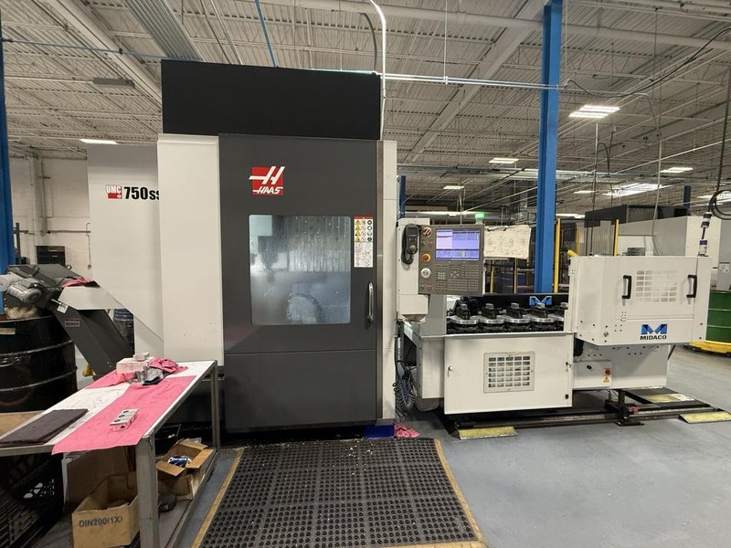 Haas UMC-750SS 5 Axis UMC, 2017 – Midaco Automatic Pallet Changer, TSC, Probe