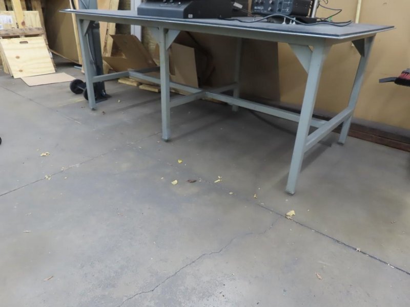 Heavy Duty Steel Table w Plastic Surface - NO CONTENTS- Auction Item