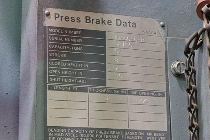 55 TON x 10' NIAGARA HYD. PRESS BRAKE MODEL HD-55-6-8