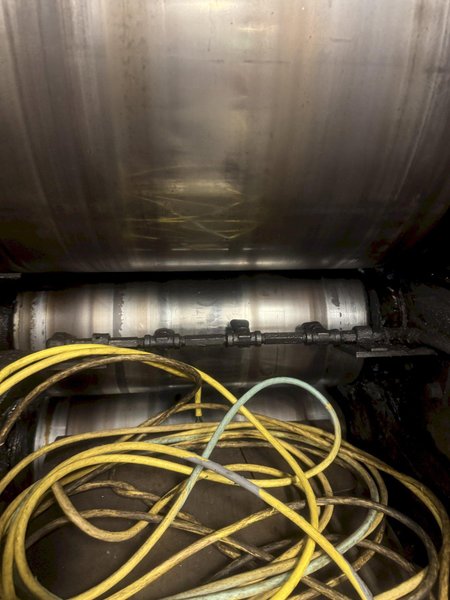 20" WIDE X 22" ROLL DIAMETER 4-HI BLISS 100 HP POWERED ROLLING MILL. STOCK # 0886025