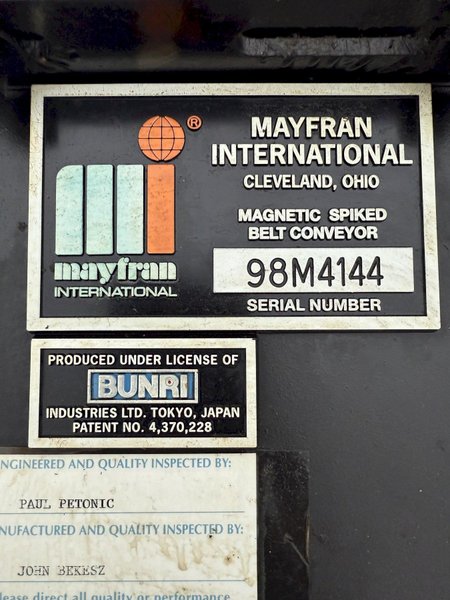MAYFRAN MAGNETIC SPIKED BELT CONVEYOR: STOCK #23092