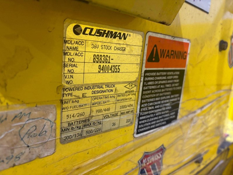 36 VOLT CUSHMAN MODEL #898361 STOCK CHASER/TUGGER CART: YOBRO #24656