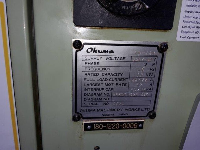 OKUMA MODEL #GA-34N CNC CYLINDRICAL GRINDER W/ TOOLING, MIST COLLECTOR &amp; FILTER: YOBRO #26469