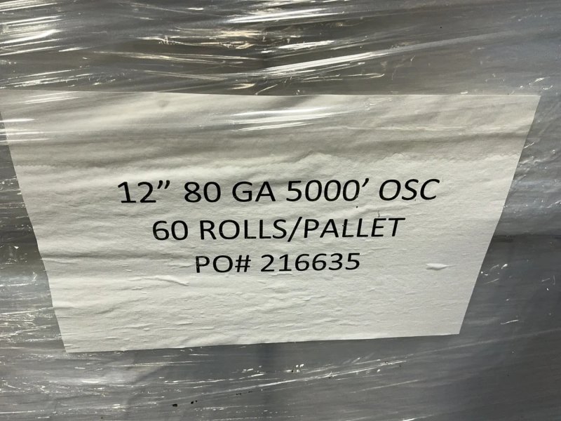 12” X 5000’ X 80 Ga Packing Film