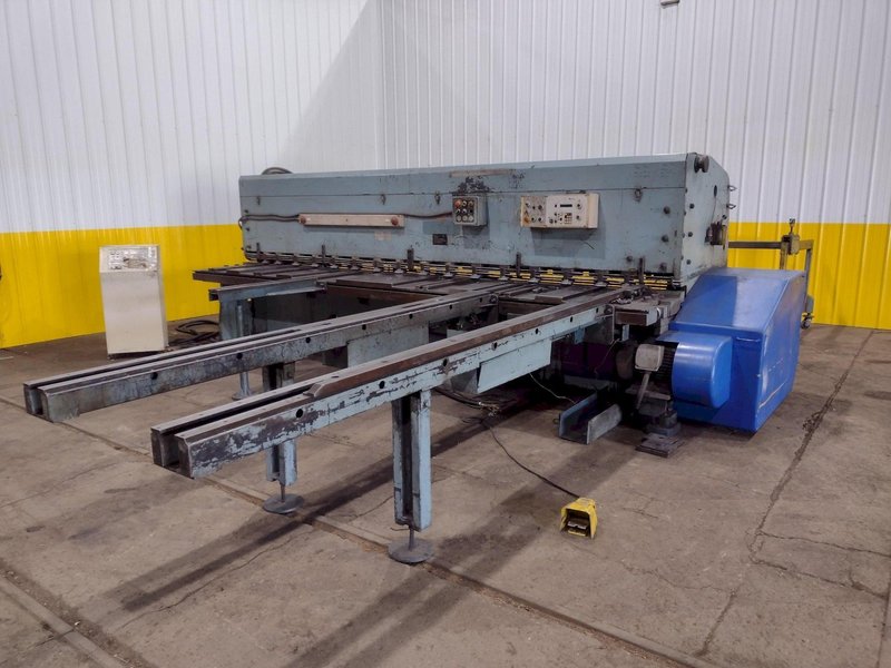 13' x 1/4" AMADA MODEL #M-4065 MECHANICAL POWER SQUARING SHEAR, FRONT GUAGING, CONVEYOR &amp; STACKER: STOCK #19272