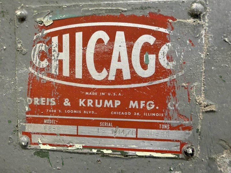 55 TON X 8' CHICAGO DREIS &amp; KRUMP MODEL #68B MECHANICAL PRESS BRAKE D&amp;K : YOBRO 26148
