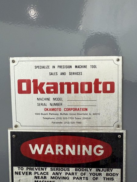 12" X 24" OKAMOTO ACCUGAR 124N HYDRAULIC SURFACE GRINDER. STOCK # 1118124.