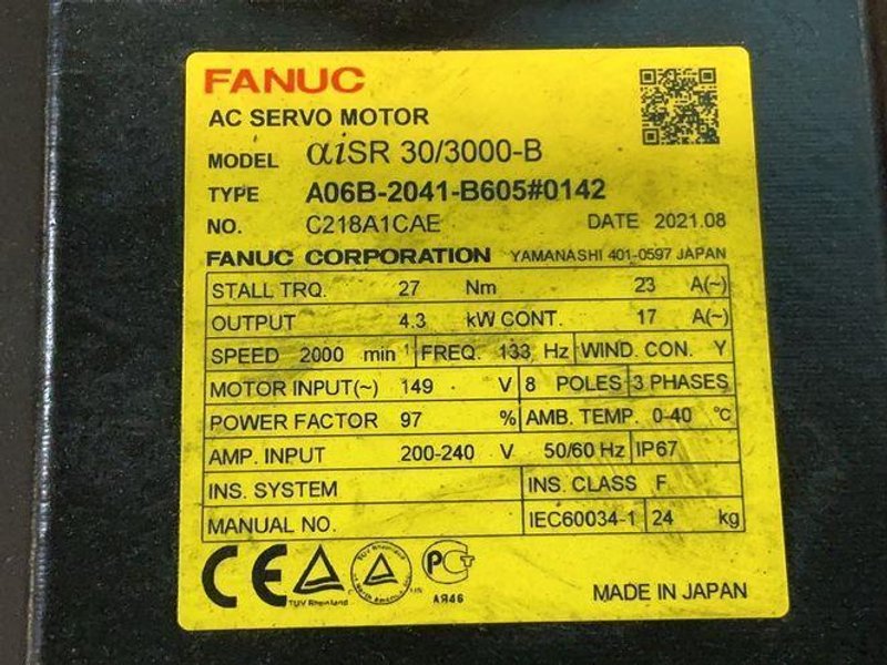 Fanuc  Aisr 30/3000-b Ac Servo Motor  - A06b-2041-b605#0142