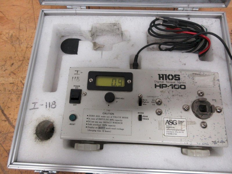 Hios HP-100 Digital Torque Meter with Accessories Cable &amp; Carrying Case- Auction Item