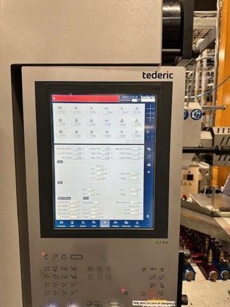 Tederic 537T Injection Molding Machine – 9.2oz Shot Size – 2022 System with 3-Axis Robot, Conair Support Equipment