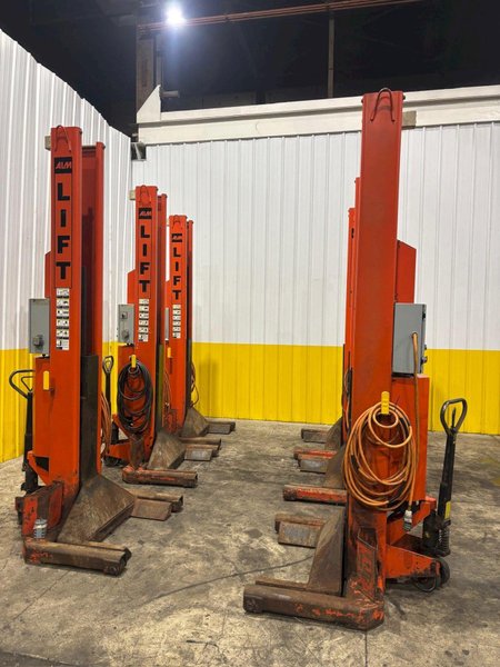 (6) 18,000 LB ALM MODEL #WE-18 HEAVY DUTY ELECTRIC MOBILE COLUMN LIFT AUTOMOTIVE JACKS: YOBRO #24551