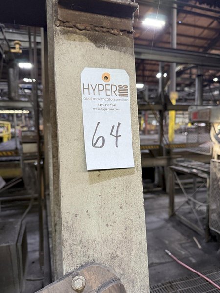 approx. 100' distribution belt conveyor with hoppers and supports