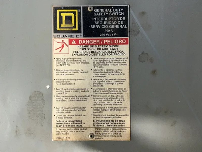 Square D 400 A / 240 V General Duty Fusible Safety Switch - D325n