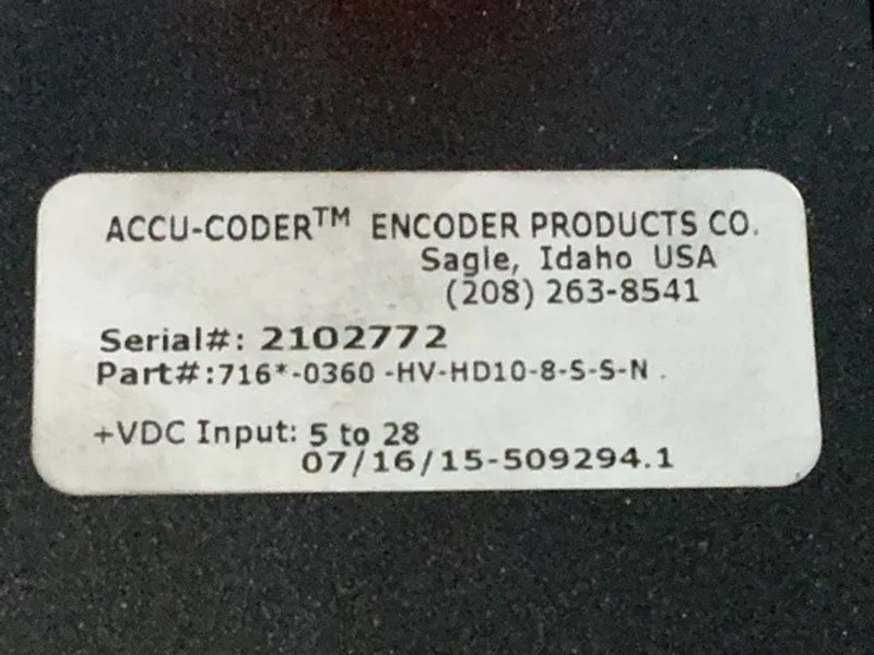 Accu-coder Incremetnal Shaft Encoder - 716*-0360-hv-hd10-8-s-s-n