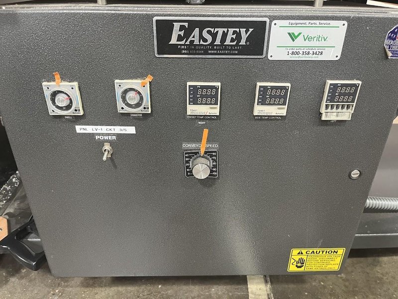 Eastey EM3080TK Large Format L-Bar Sealer with with Eastey ETB2420L Heat Tunnel, 2020 – Includes Powered Film Unwind