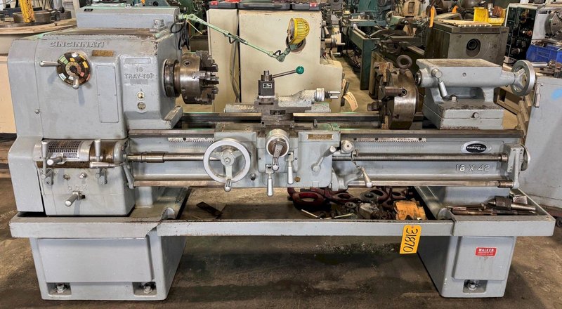 18" x 42" Cincinnati Tray-Top Lathe, 980 RPM, Chucks, 3 HP