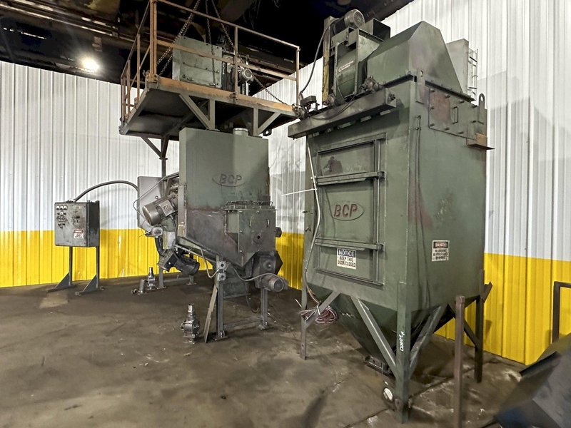 3" BCP MODEL #A4-7620 3-WHEEL COIL BAR PASS -THROUGH BLAST MACHINE, RECLAIM &amp; DUST COLLECTOR: STOCK #20000