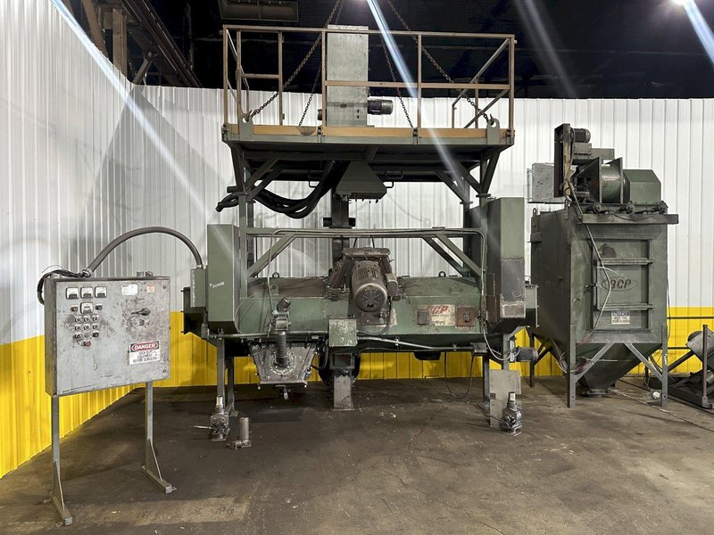 3" BCP MODEL #A4-7620 3-WHEEL COIL BAR PASS -THROUGH BLAST MACHINE, RECLAIM &amp; DUST COLLECTOR: STOCK #20000