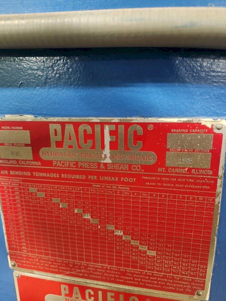 100 TON PACIFIC MODEL #PFII PRESSFORMER HYDRAULIC C FRAME PRESS: YOBRO #26212