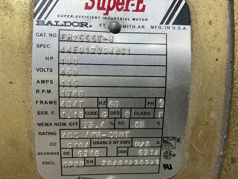 Baldor  100 Hp  Motor  - Em2555t-4
