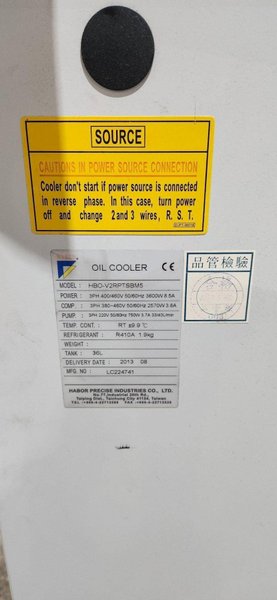 HABOR HBO-V2RPTSBM5 OIL CHILLER 36L TANK 3PH 460 V USED