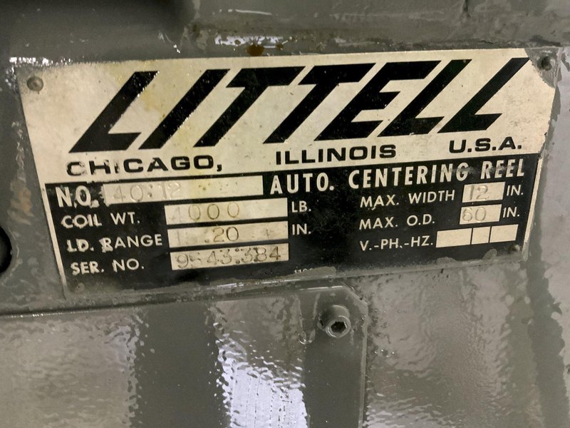 4,000 LB X 12" LITTELL MODEL #40-12 MOTORIZED COIL REEL: STOCK #81448