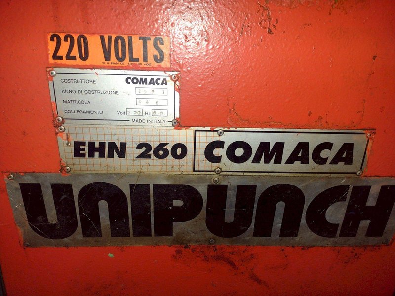 10" X 10" X 1/8" COMACA MODEL EHN-260 UNIPUNCH HYDRAULIC NOTCHER: STOCK 12983