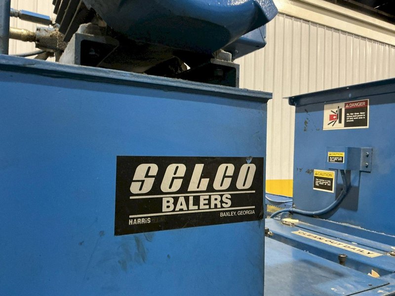 30" X 40" SELCO MODEL HSO-128A AUTO-TIE TOP LOADING HORIZONTAL HYDRAULIC BALER SYSTEM, W/ CONVEYOR &amp; DUMP HOPPER: YOBRO #26210