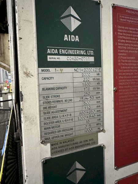 220 AIDA GAP FRAME PRESS