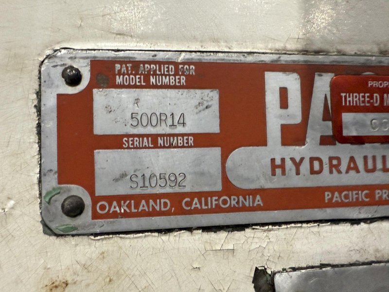 14' x 1/2" PACIFIC MODEL #500R HYDRAULIC POWER SHEAR WITH BACK GAUGE: STOCK #22940