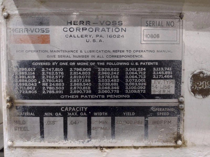 48" X .047" HERR-VOSS KEYSTONE MODEL #54-1.156-19-R.H. PRECISION BACKED UP LEVELER: STOCK# 4477