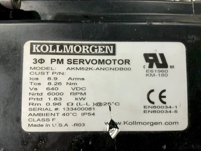 Kollmorgen  Pm Servomotor W/ Micron Gearhead - Akm52k-ancndb00