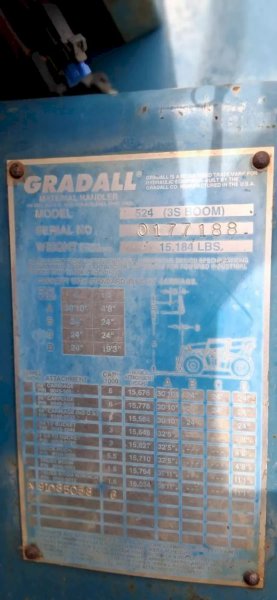 6,000 LB X 24' GRADALL MODEL #524 OFF ROAD TELEHANDLER, WITH SOLID RUBBER TIRES: YOBRO #25163